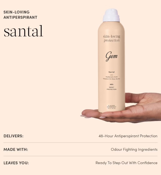 GEM SKIN-LOVING DEODORANT 48HR SWEAT PROTECTION SPRAY